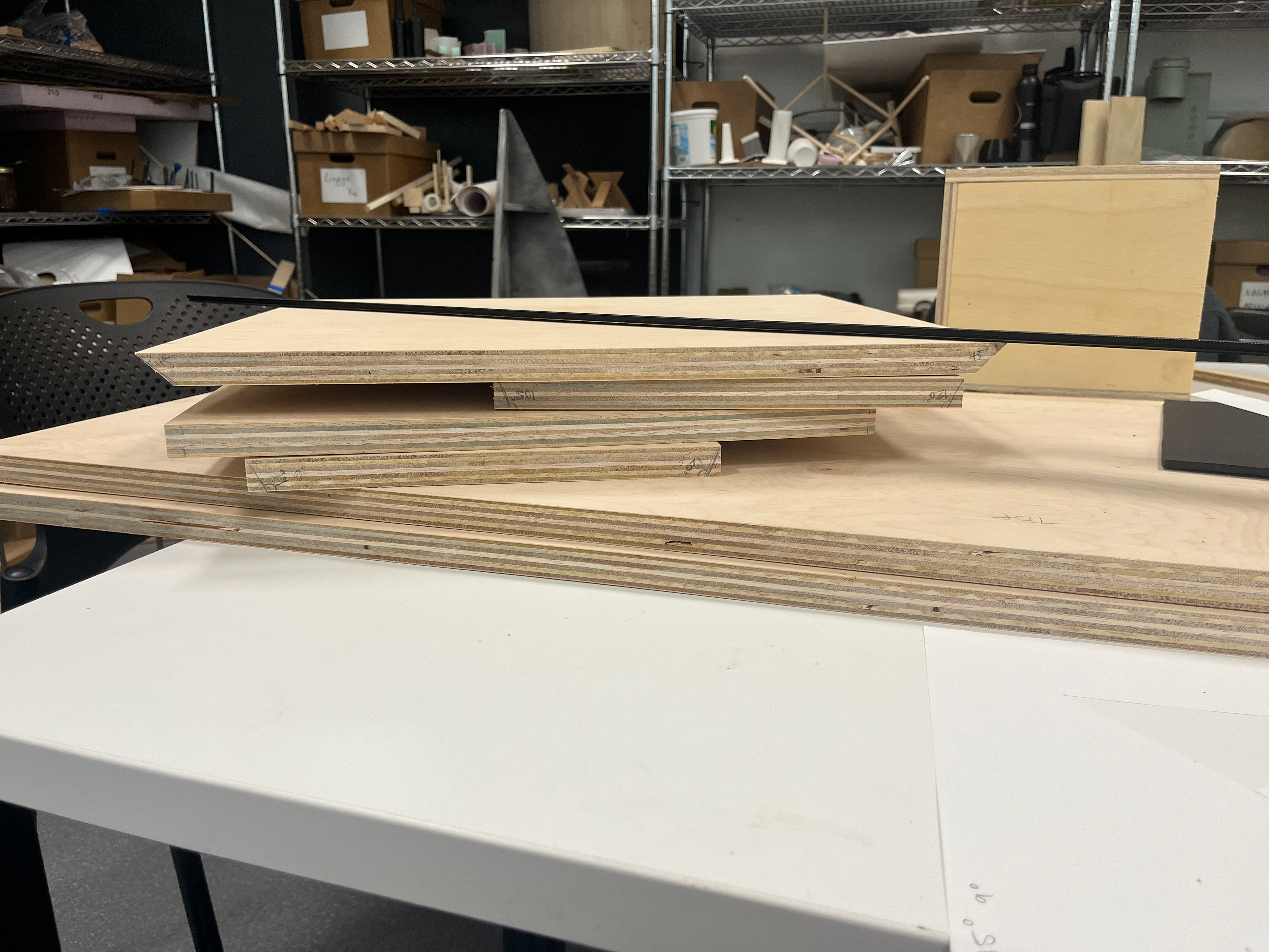 Doghaus — plywood components in the workshop